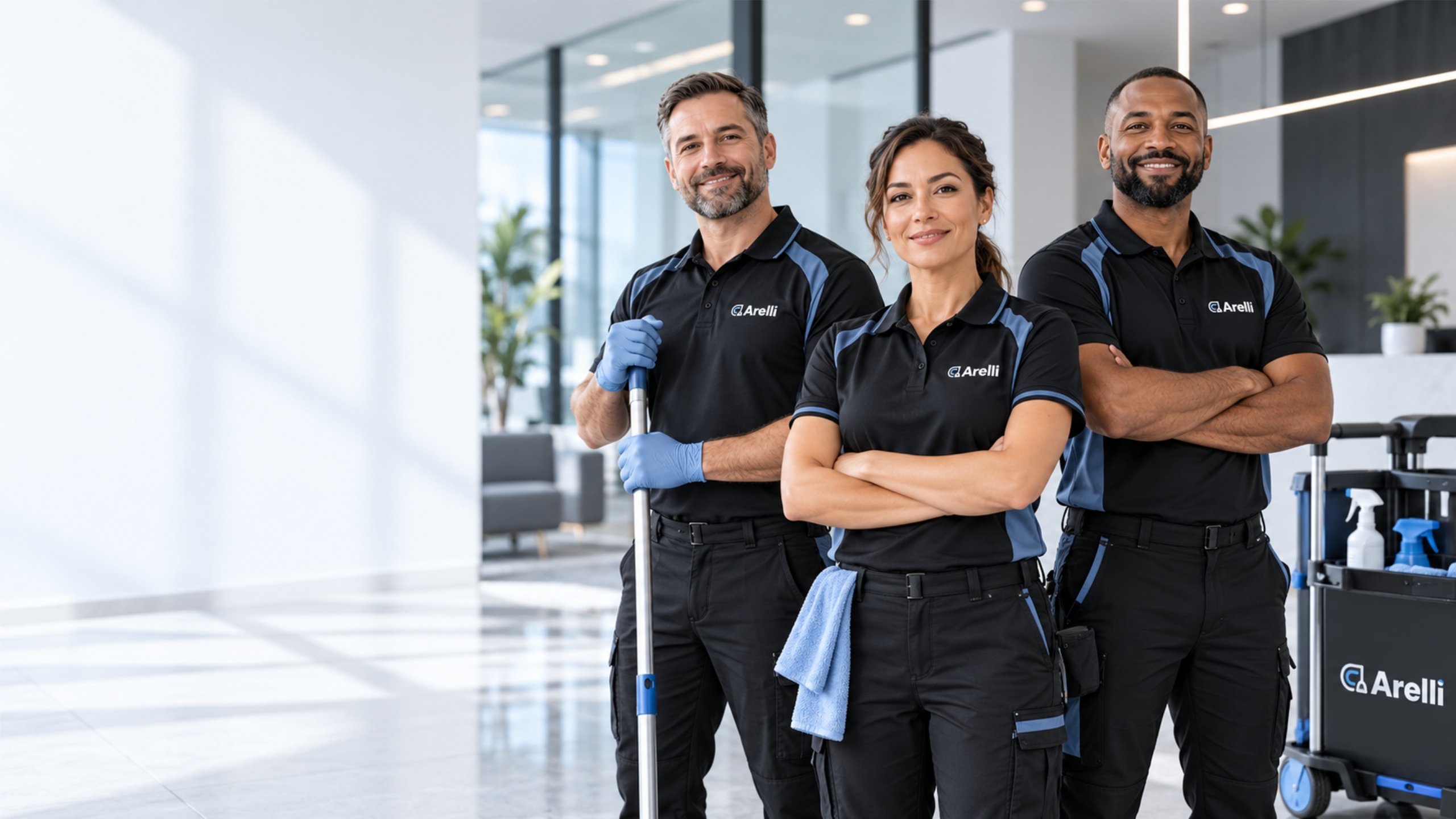 Arelli cleaning crew servicing a Toronto office